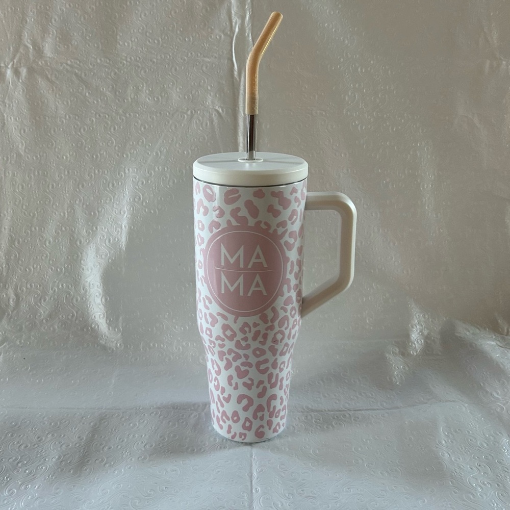 40 oz. Pink Leopard Print “Mama” Stainless Steel Tumbler Mother’s Day Stanley